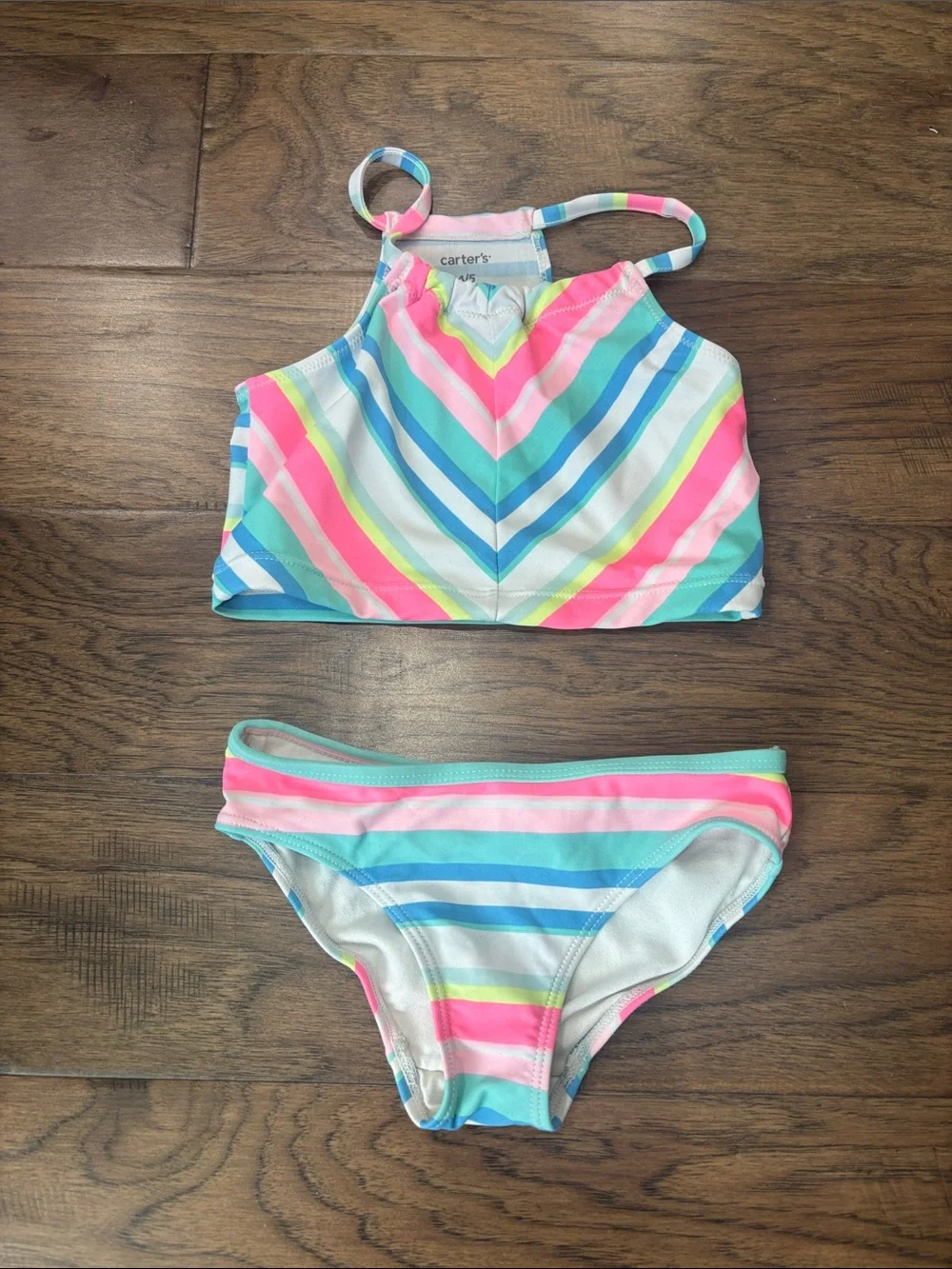 Carter's Pink, Blue, Aqua & Yellow Striped Girls' Two-Piece Swim Set